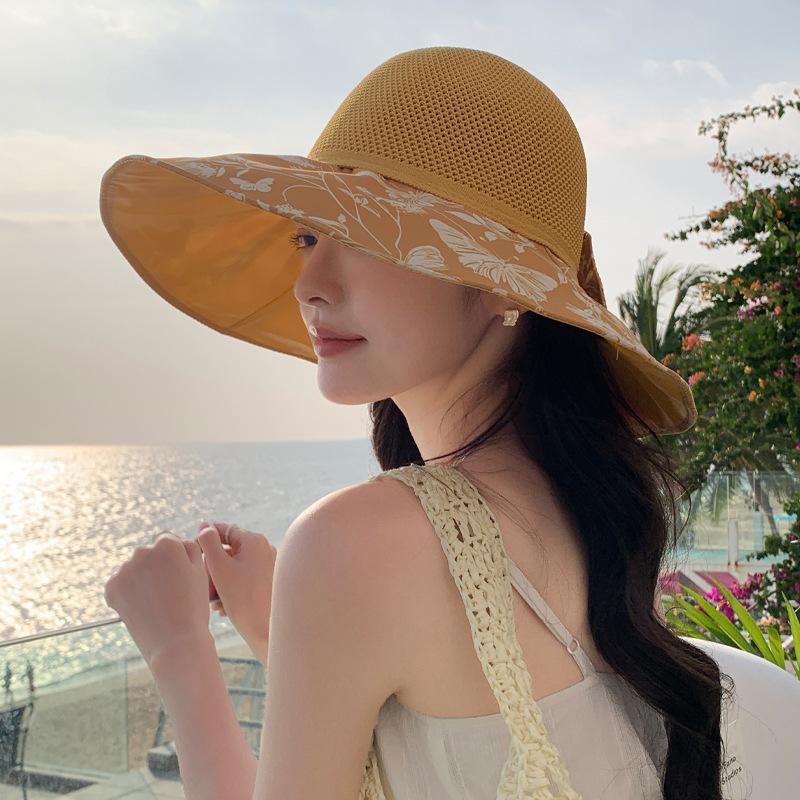 Summer New Hat Women's Bow Fashion Versatile Bucket Hat Summer Breathable Sunscreen Sunshade Sun Hat