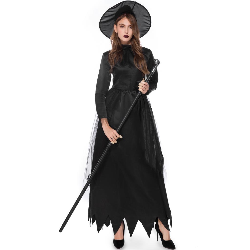 Cosplay export, halloween cos adult black witch dark demon horror masquerade ghost bride outfit