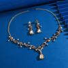 Elegantes Florales Kristall Halskette Ohrring Set Damen Vergoldete Legierung Schmuck Hochzeitsparty Abendkleid