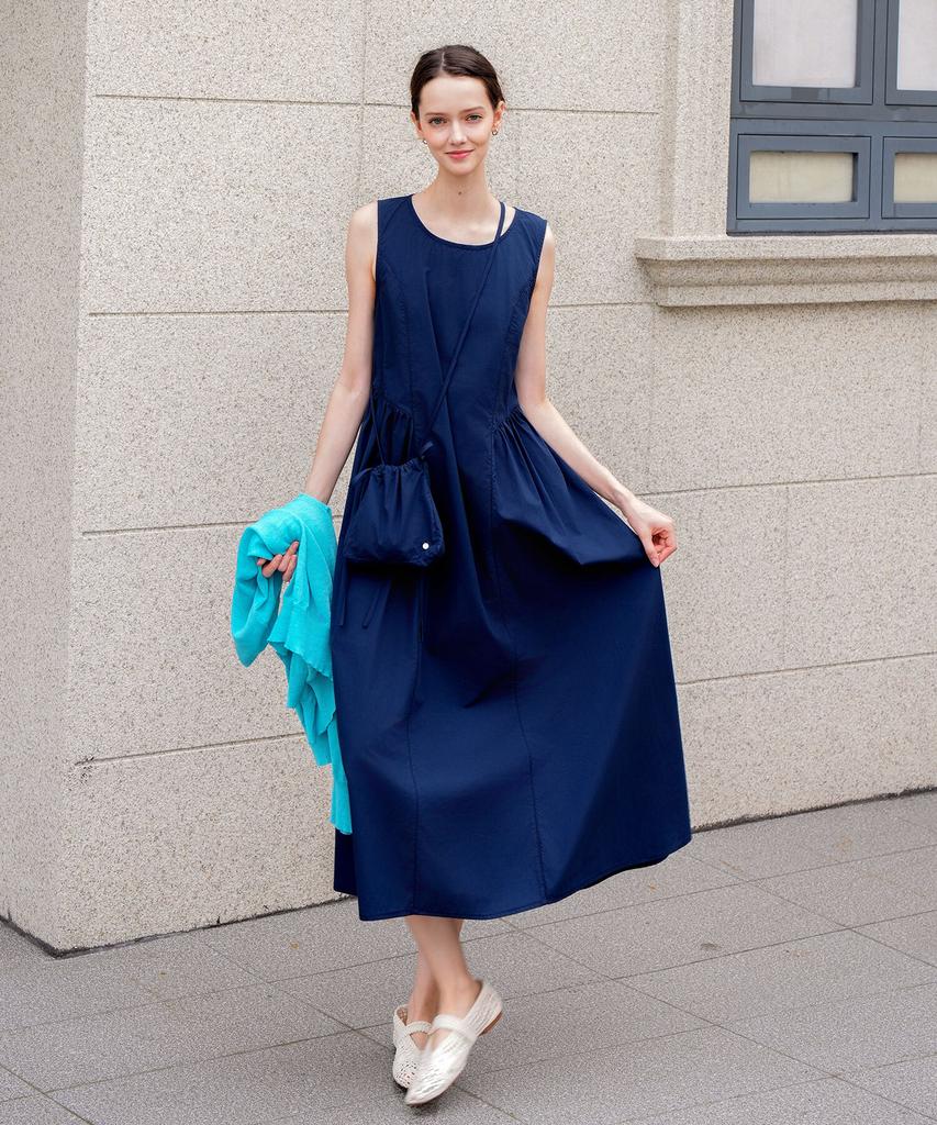 PIGMENT Shirred Long Belted Back Dress (Kyop2603023)