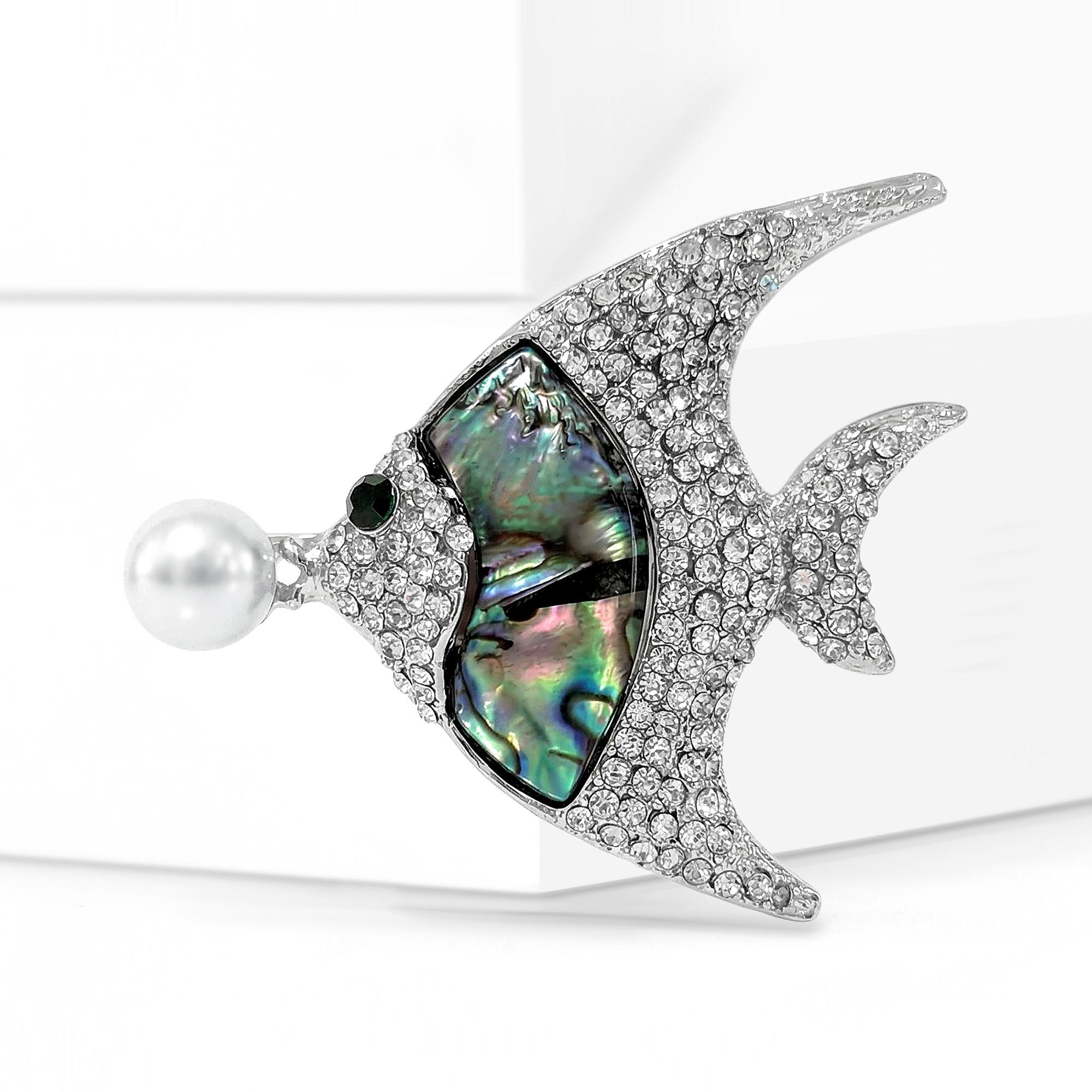 Classic Seashell Fish Brooches for Women Rhinestone Marine Life Pins Friend Event Party New Gifts Jewelry Decoration Accessories