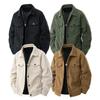 Men's Corduroy Stand Collar Jacket with Button Front and Pockets, Available In Brown, Beige, Black, Dark Green