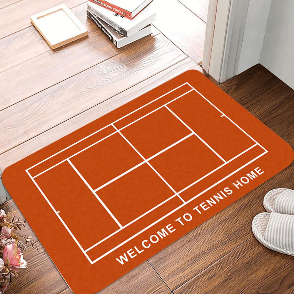 1 pièce Paillasson Motif Terrain de Tennis Football Multicolore Tapis Antidérapant Salon Chambre à Coucher Tapis de Porte d'Entrée Intérieur Extérieur Durable