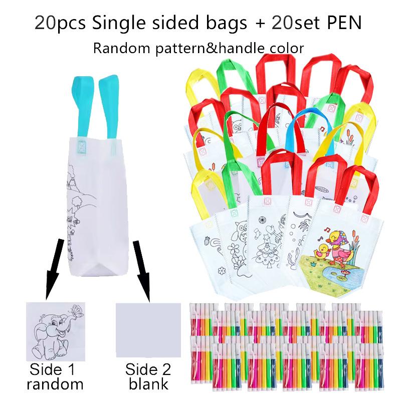 Storage Bag Non-woven Bag with Marker Environment Protection Handbag Cartoon Pattern Party Favors Festival Gift Portable TMZ