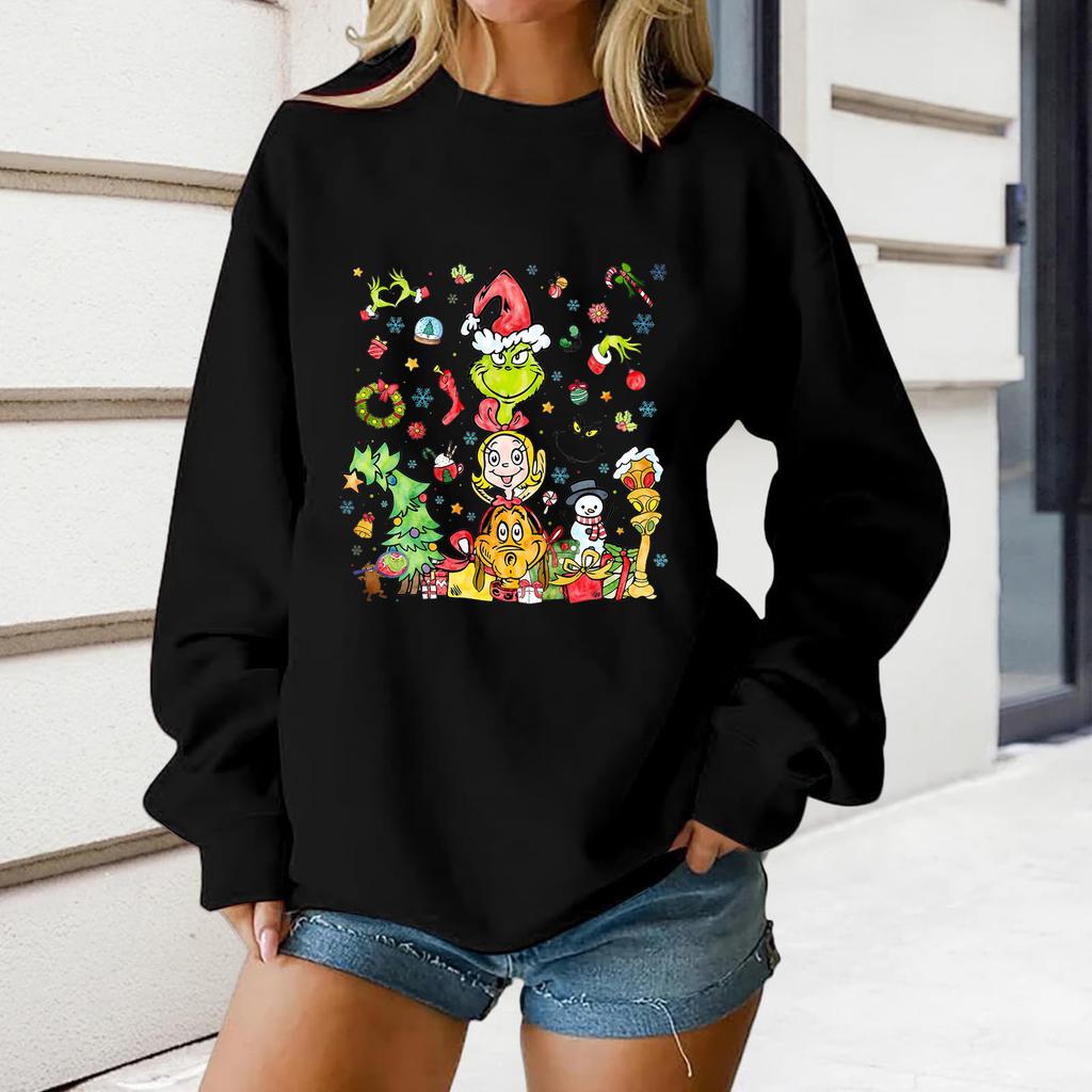 Women's Loose Comfortable Casual Fashionable Character Printing Round Neck Long Sleeved Sweatshirt