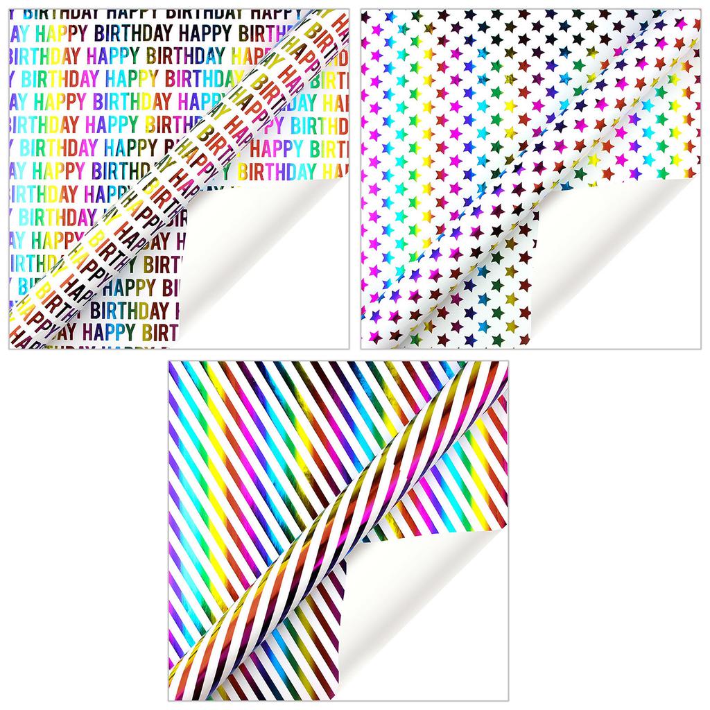 Multipurpose Vibranting Birthday Party Wrapping Paper Set Unique Designs Small Rolls for Presents Craft Supplies
