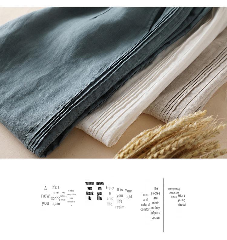 Women's Summer 2024 High Waist Cotton Linen Wide Leg Pants: Loose, Slimming, Casual, Thin Drape Style