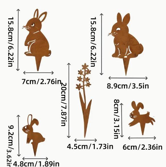 Rusted Rabbit Easter Egg Silhouette Metal Garden Ornament