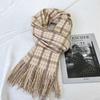 Luxury Plaid Designer Winter Women Scarf Thick Warm Tassels Shawls Pashmina Neckerchief Cashmere Lady Outdoor