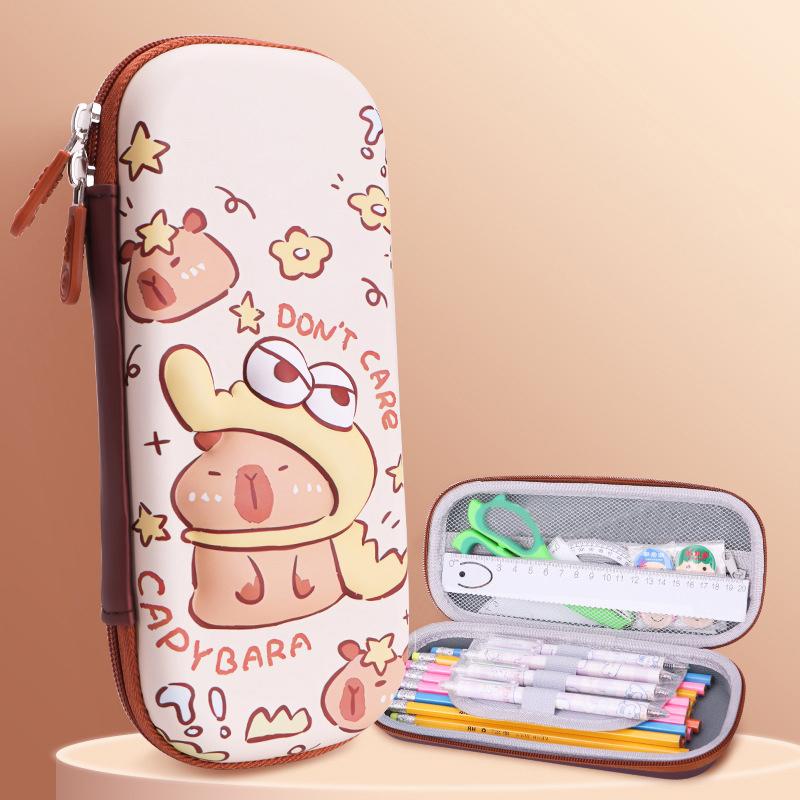 3D Capybara Pencil Case Drop Resistant Student School Supplies Large Capacity Multifunctiona Pen Pouch Stationery