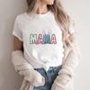 Easter Mama Bunny Graphic Tees Cute Colorful and Leopard Print Letter Designs for Spring Holiday Top Shirts for Women