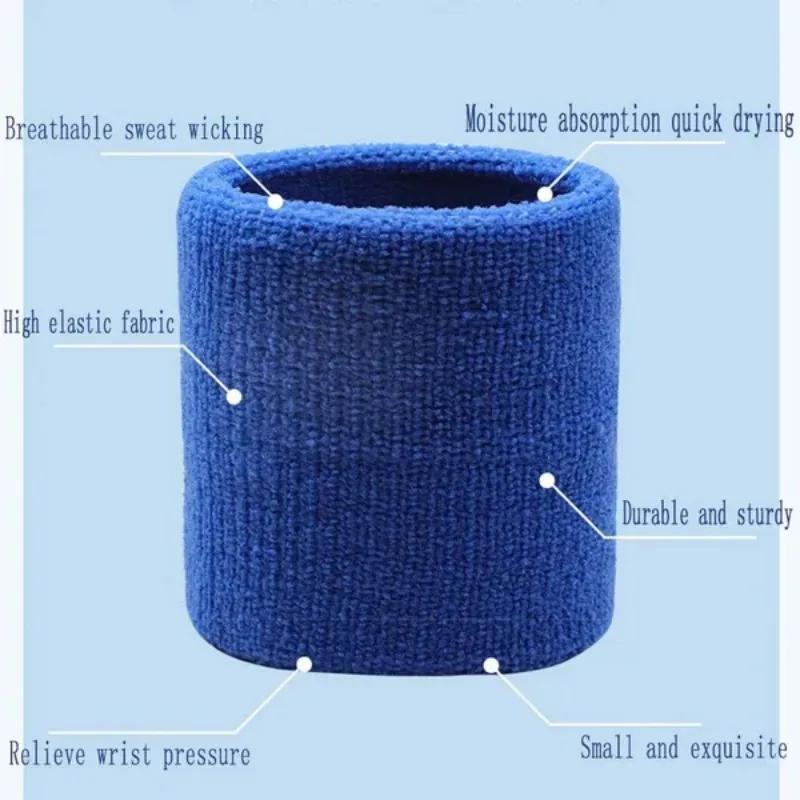 1 Pair Solid Color Wrist Protection Sports Anti-sweat Wristband with Sweat Absorption Breathable Sports Accessories