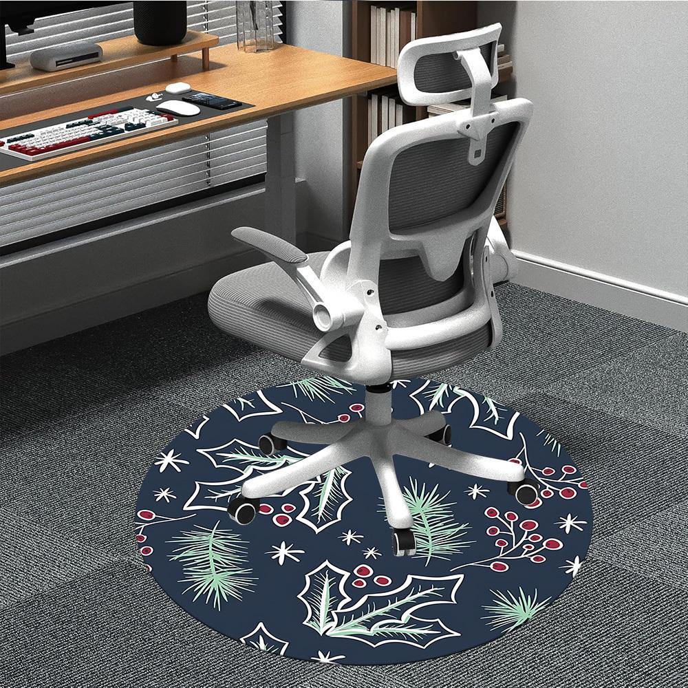 

1pc Winter Festive Chair Carpet for Office, Indoor Non Slip Washable Polyester Fiber Carpet, 80cm
