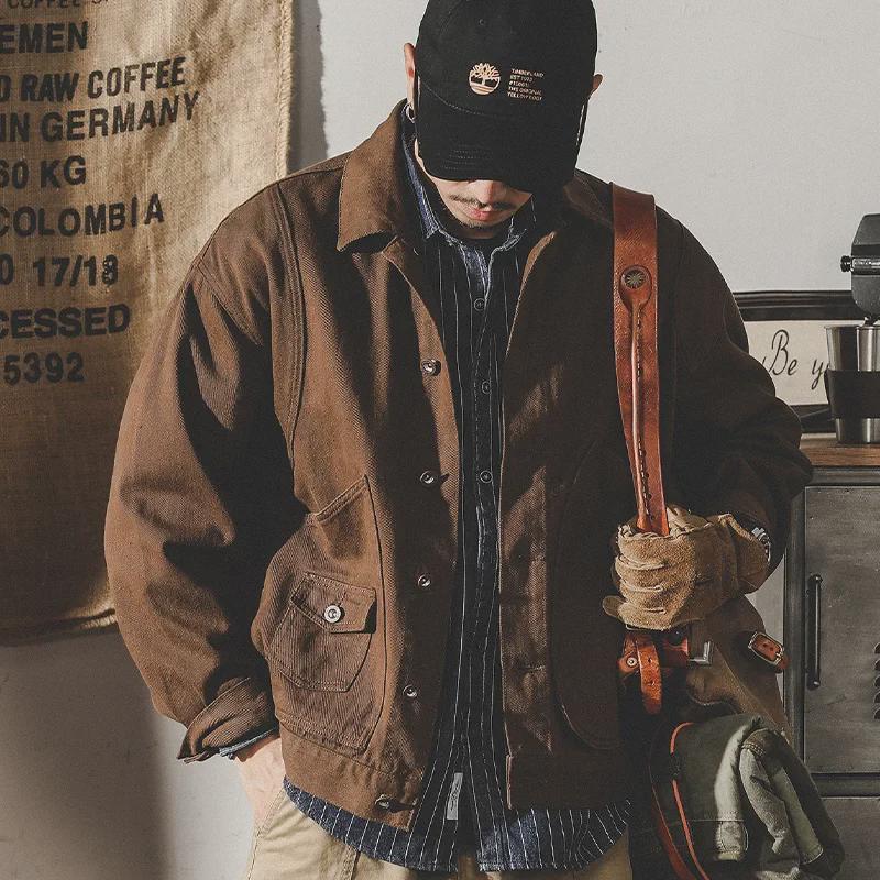 Jay Leno Men's Retro American Workwear Denim Jacket - Autumn Trendy Loose Fit Coach Jacket