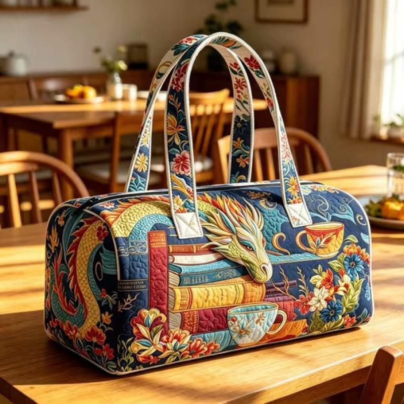TEMU Quilted Travel Bag Fashion Print Womens Yoga Tote Gym