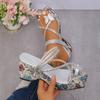 Fashion Wedge Sandals Woman Sequins Heel Platform Shoes Summer Bow Belt High Heels Ladies Dress Shoes Sandals Femme