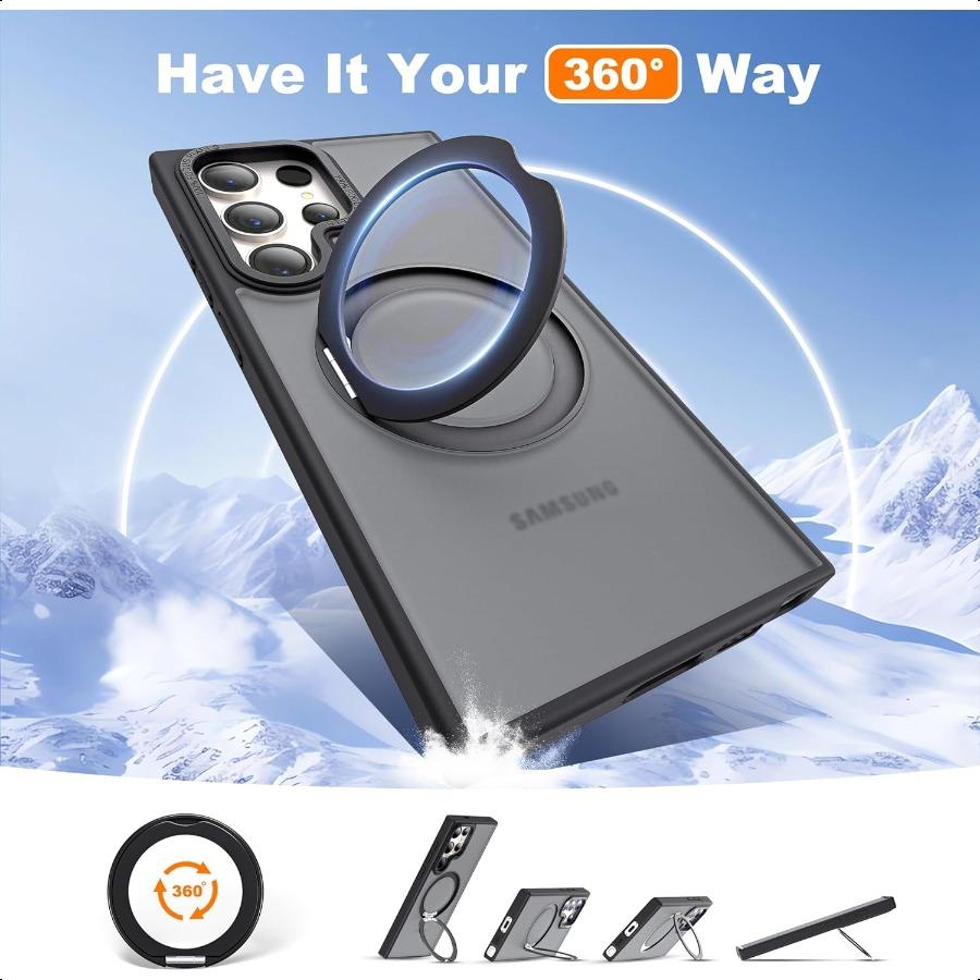 

для чехла Samsung Galaxy S22 Ultraчехол Samsung Galaxy S23 Ultra с 360-градусной вращающейся магнитной подставкой-кольцом, совместимый с MagSafe Mi United States