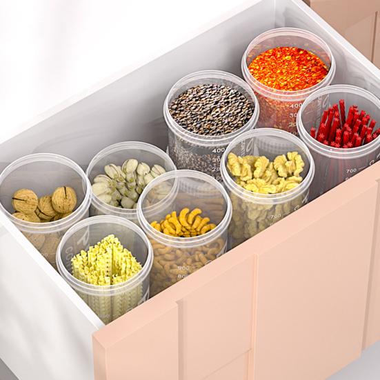 Yousheng Transparent Grain Canister Kitchen Sealed Jar Food-Grade Airtight Storage Container Pantry Organizer for Snacks Dried Foods Tea