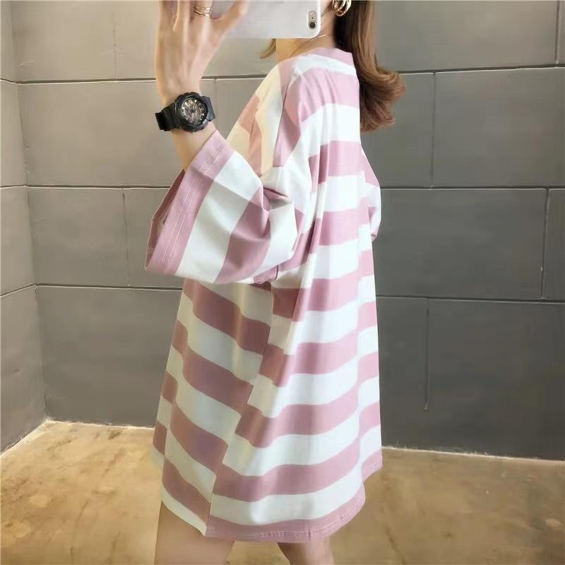 Women Stripes Black Oversized Graphic T-shirts Tops Fashion Couples T-shirt