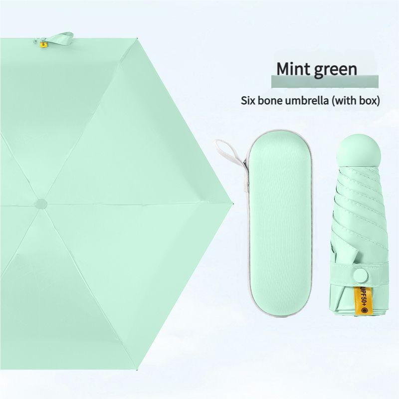 Mini Capsule Umbrella Portable Five Fold Umbrella Sun Rain Dual Use Sunshade Pocket Sun Umbrella Women Anti Sun Anti UV Fold Sma