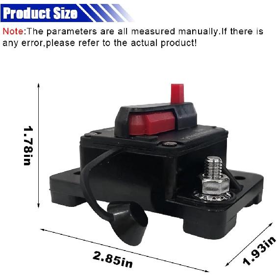 60Amp Circuit Breaker, DC 12V-48V Waterproof Inline Fuse with Manual Reset Switch, for Boat Trolling Motor Stabilizer Marine ATV Solar System Stereo