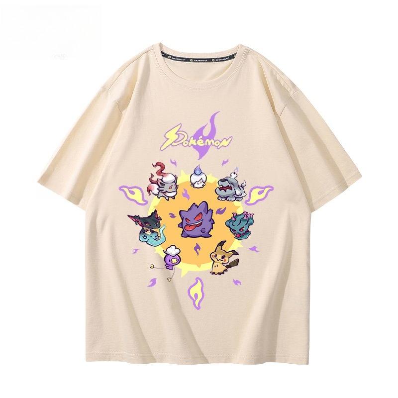 Pokémon Gengar Printing Tee 100 Cotton Tshirt Mens 2026 Summer Fashion Oversize Street Casual Y2K Tops Streetwear Clothing