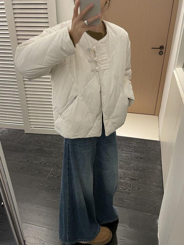 Petite Women's Lightweight Collarless Winter Down Jacket with Diamond Pattern