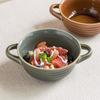Retro Creative Ring Pattern Ceramic Binaural Bowl Salad Bowl Household Solid Color Tableware Bowl Irregular Soup Bowl Fruit Bowl