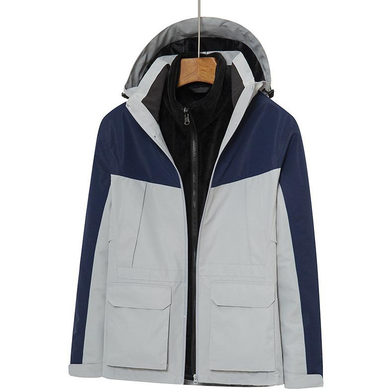 Unisex Wasserdicht Winddicht 3-in-1 Abnehmbares Jacken-Set: Fleecegefüttert, Verdickt, Warme Outdoor-Oberbekleidung