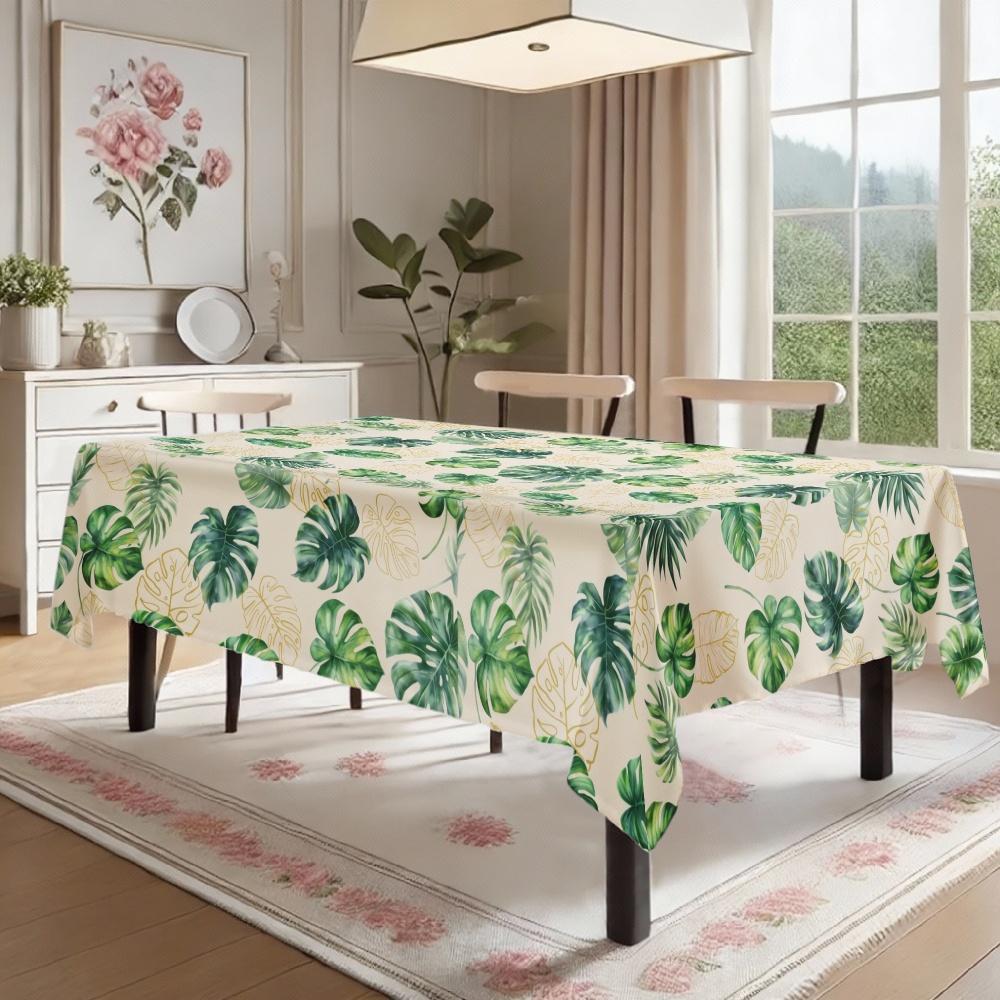 Tropical Leaves Print Rectangle Table Cloth for Table Decor Kitchen Dining Waterproof Reusable Tablecloth for Table Dining Room