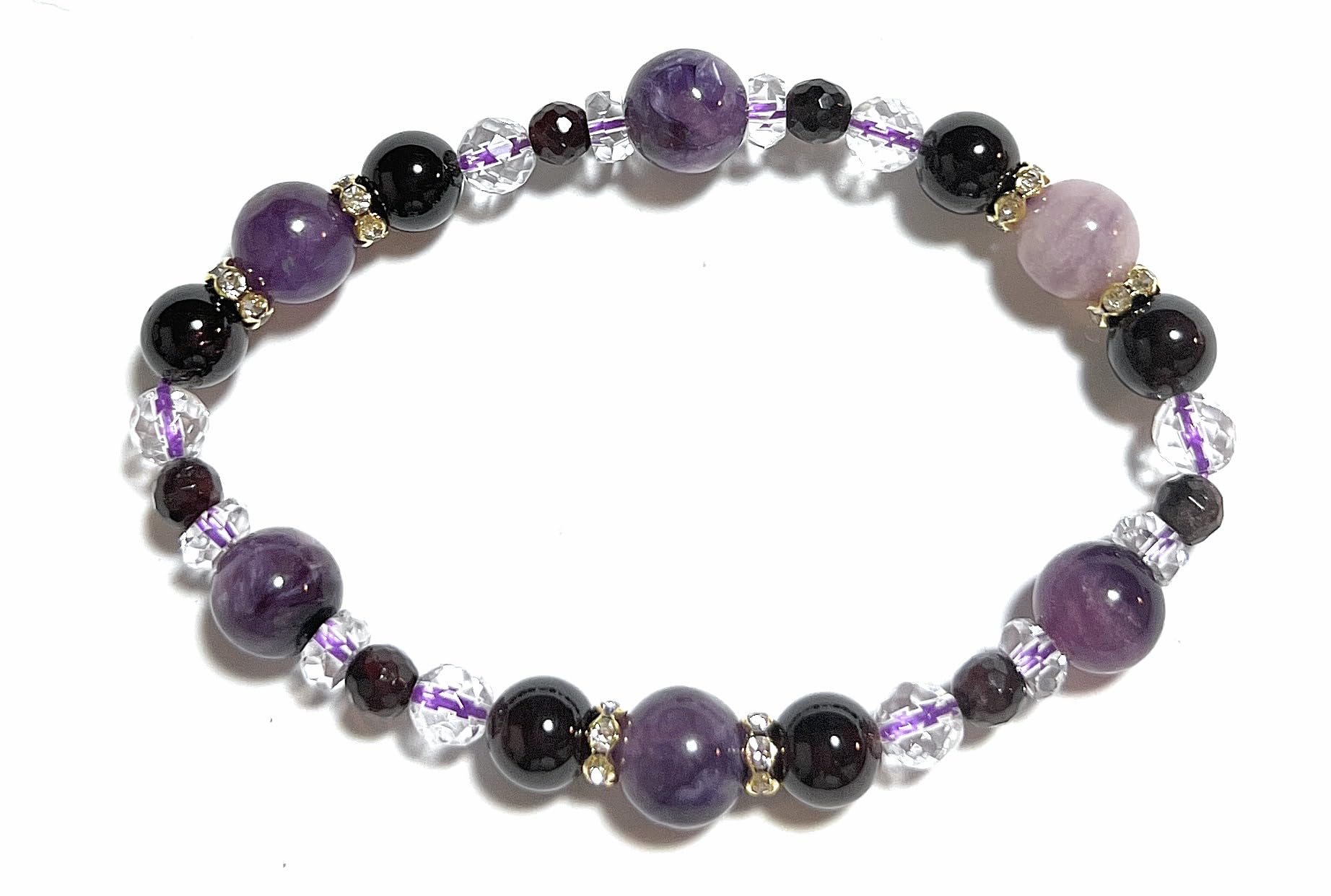 

Розкішний браслет з натурального каменю Power Stone Angel Silica Garnet Crystal Goal Unisex Made in Japan 2025 Lucky Color [Malline Marine] (Чароїт) Загоєння