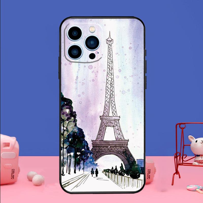 Paris Eiffel Tower France Phone Case For iPhone 16 15 14 13 12 11 17 Pro Max Plus 12 13 mini 16e 17 Air Bumper Cover