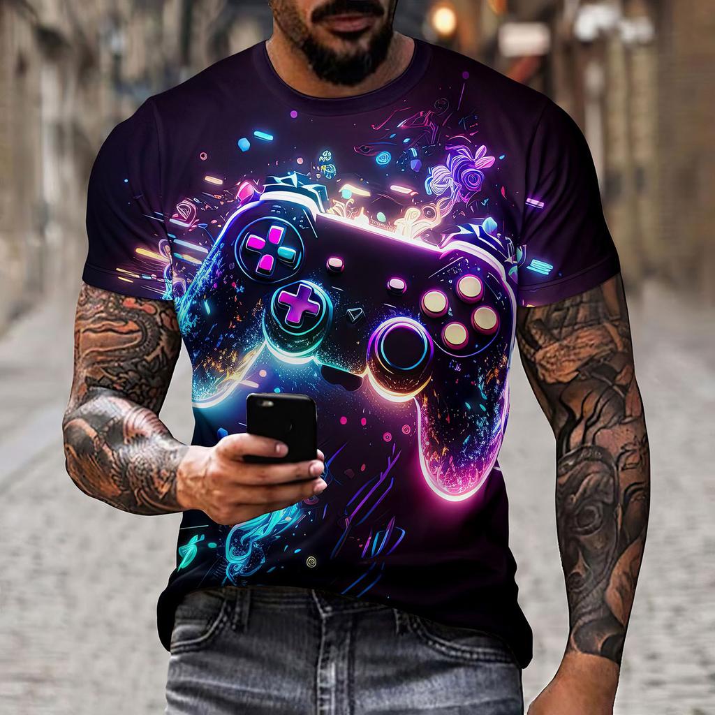 Summer Fashion Game Controller 3D Print T-Shirts Streetwear Casual Oversized O-Neck Short Sleeved Men's T-shirts