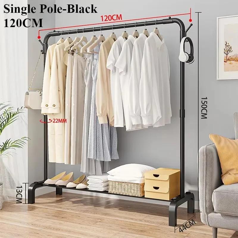 Floor Standing Clothes Rack Modern Simplicity Multilayer with Hooks Clothes Hanger Space Saving Widening and Raising Coat Hanger