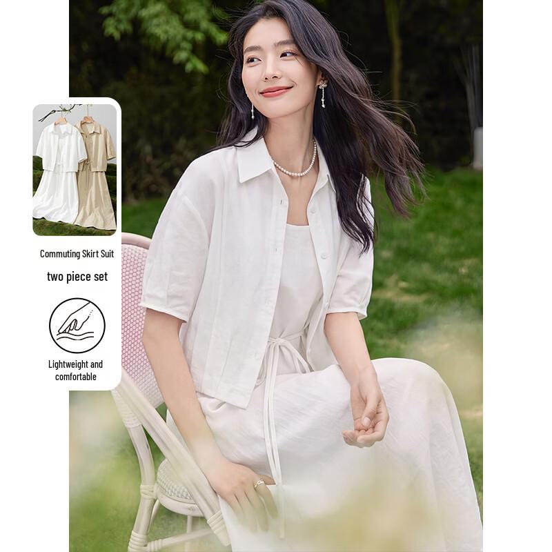 Women s Summer Short-Sleeve Jacket & Camisole Dress Set S