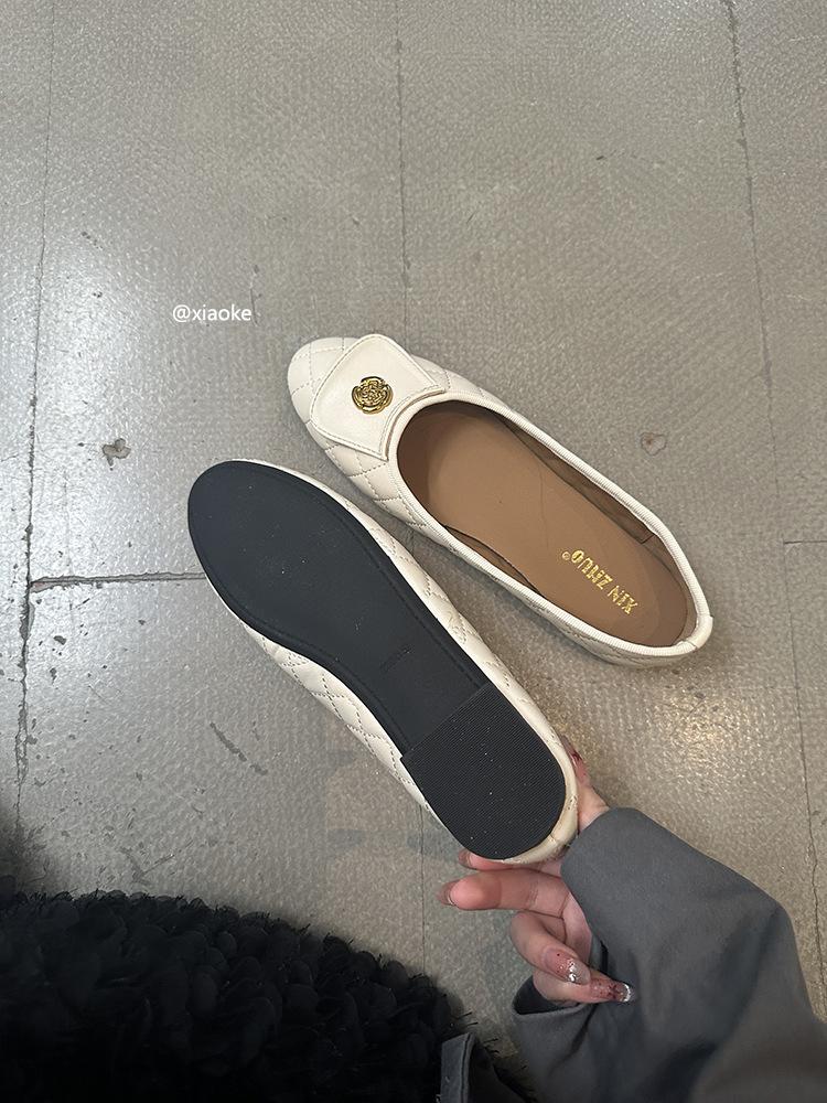 

XINZHOU French women s shoes design sense niche flat shoes ladyshoes one pedal retro shoes spring small fragrance 39