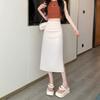 Gefalteter High-Waist A-Linien Bodycon Midi-Rock mit Schlitz für Damen 2025