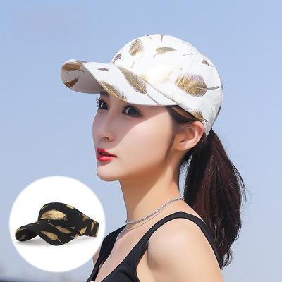 Zhenyueqi Unisex Feather-Embellished Baseball Cap for Spring/Summer: Casual, Hollow Top, Outdoor Sun Protection Hat