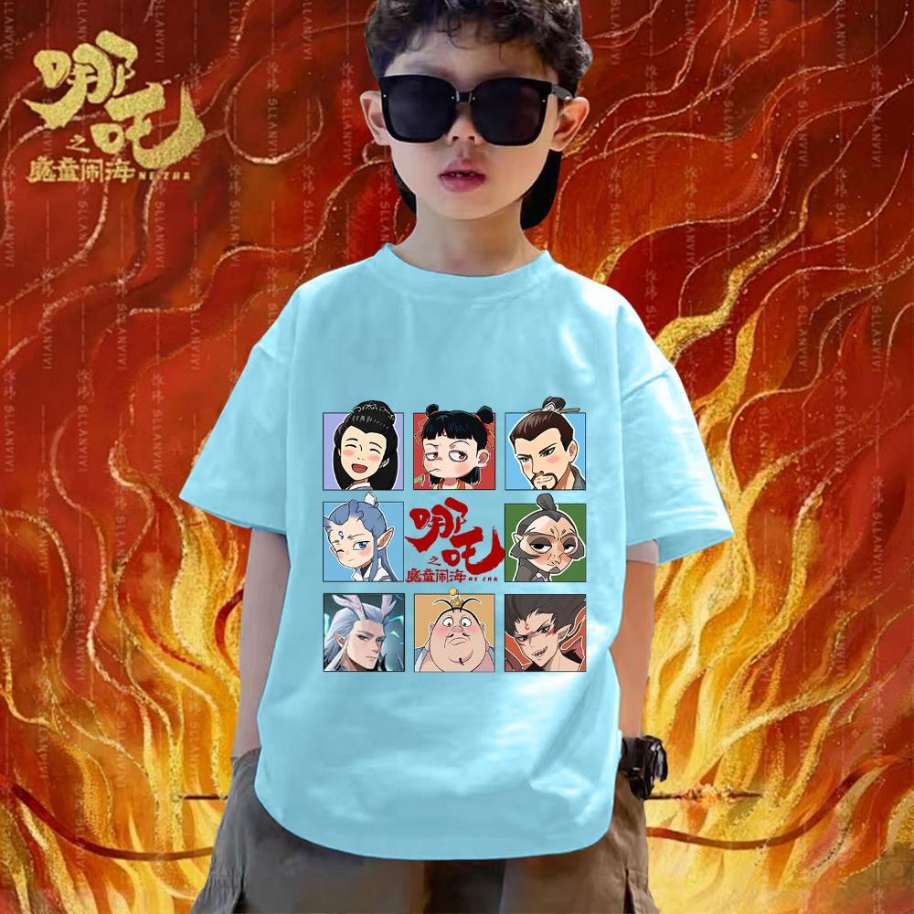 Pattern clothing, children s short sleeves, versatile, casual and loose fit 140