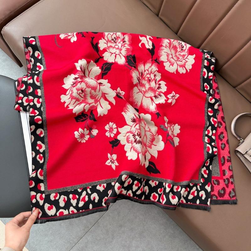 Retro Jacquard Scarf Girl Mother Gift Autumn and Winter Imitation Cashmere Warm Thickened Versatile Scarf Shawl Dual-purpose