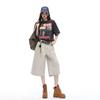 Khaki Apricot Vintage Reversible Design Casual Pants For Women Loose Straight Wide Leg Cropped Capri Pants Versatile Slimming FigureFlattering Style