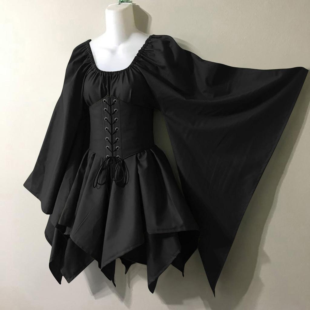 Women Fashion Long Sleeve Vintage Dress Cosplay Party Evening Night Formal Dress