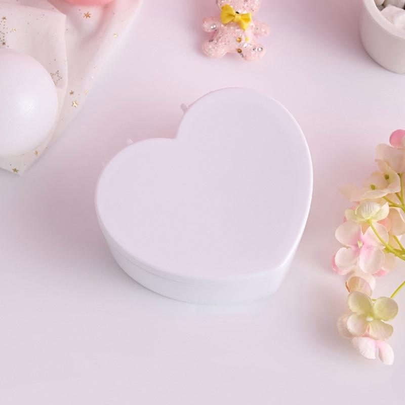 Jewelry Organizer Heart Shape Makeup Box with Mirror Cosmetic Storage Container for Earrings Rings Necklaces Display