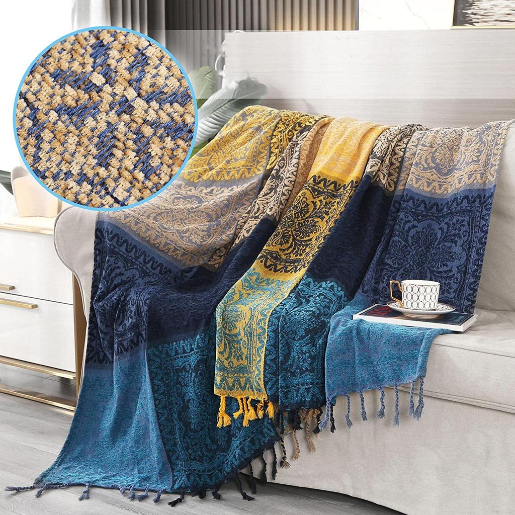 Multi-purpose Bohemian Plaid Blanket for Sofa Bed Cover Chic Decorative Blanket Boho Bedspread Sofa Cover Outdoor Picnic Blanket
