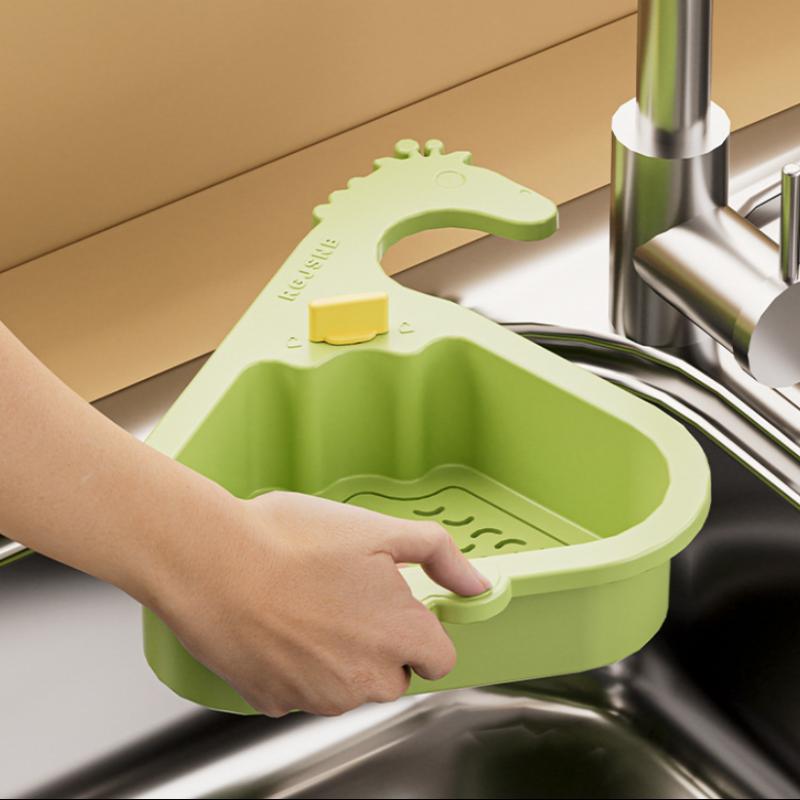 Multifunctional Sink Drain Basket Faucet Hanging Filter Bag Automatic Dumping Basket Sink Sponge Rack Kitchen Waste Collector