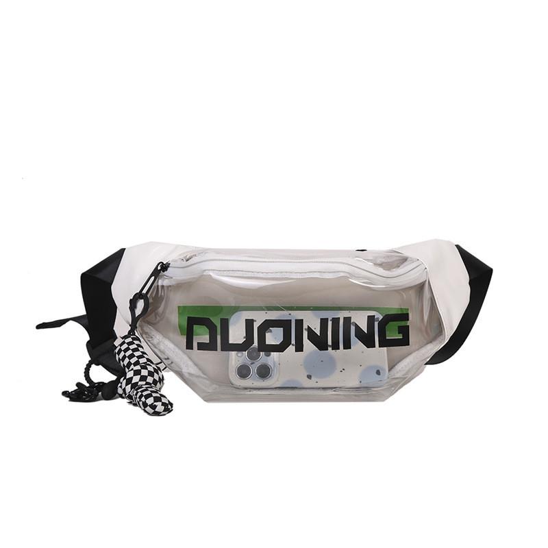Pvc Transparent Shoulder Bag For Women With Letter Design And Zipper Closure