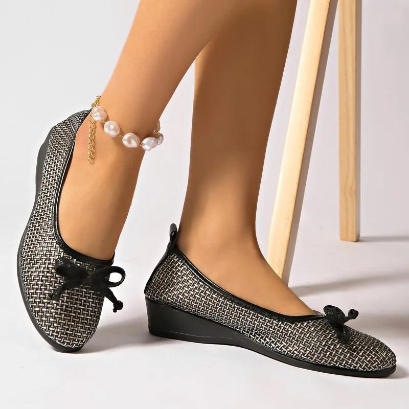 Fashion Fashion 2025 Shallow Women's Flats New Daily Plus Size Butterfly-knot Best Seller Light Soft Bottom Comfortable Flat Low Heels