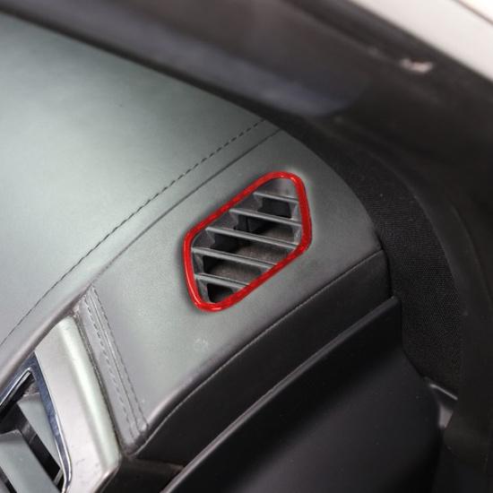 For Jaguar F-TYPE 2013- Dashboard Air Vent Cover Trim Frame Carbon Fiber Red
