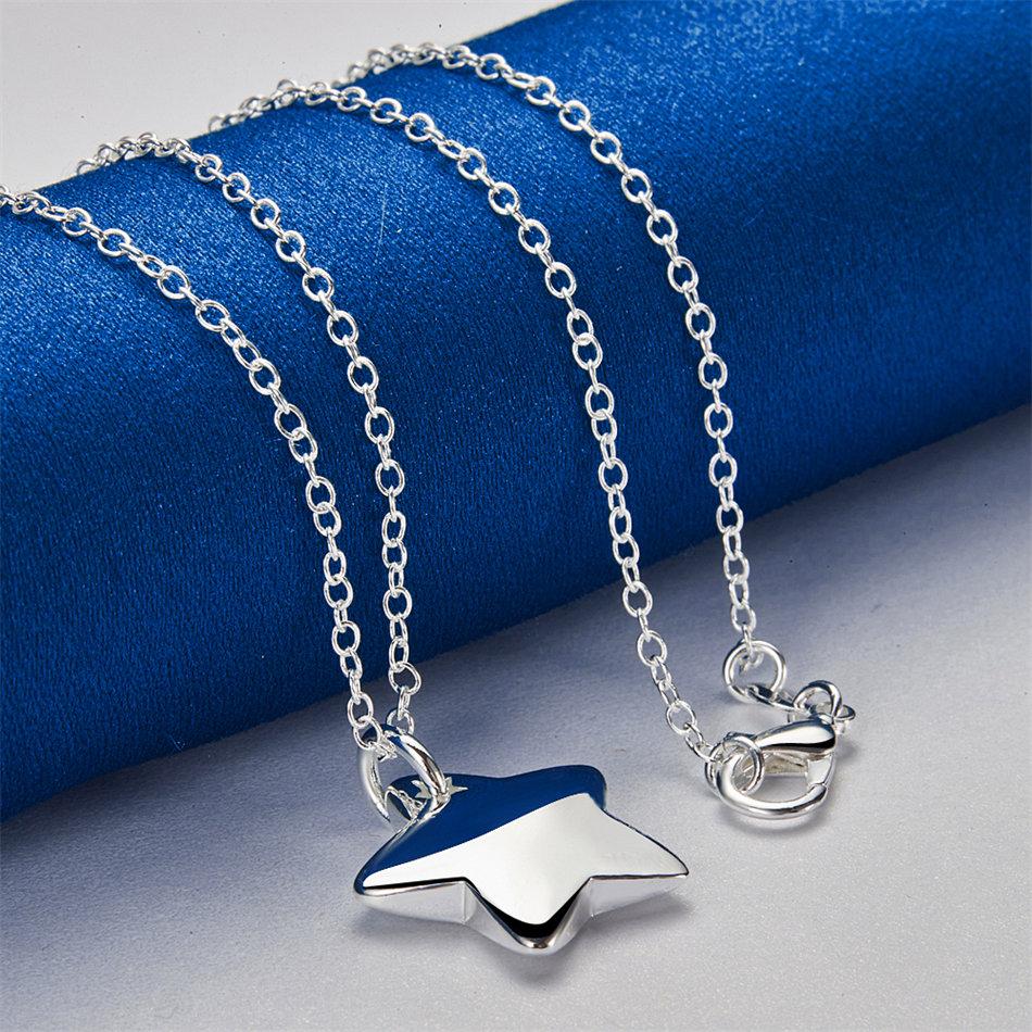 925 Sterling Silver 16-30 Inch Sparkling Star Pendant Necklace for Women's Fashion Wedding Jewelry Accessories