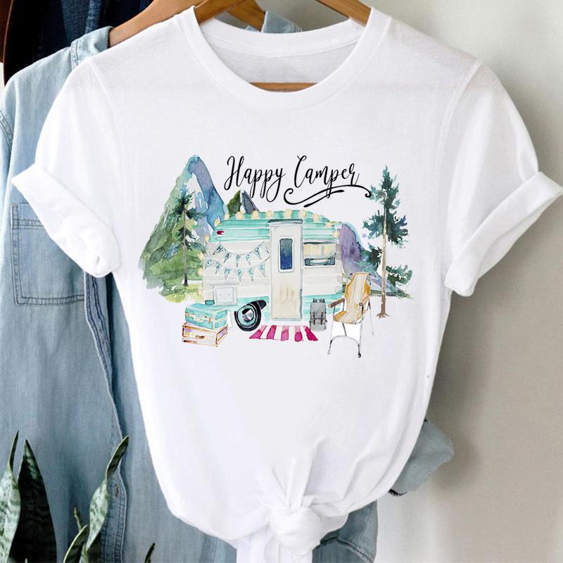 Watercolor Women Clothing Casual Print Tee Top Girl Lovely Summer Fashion T-shirt Short Sleeve Lady Female Graphic T-shirt